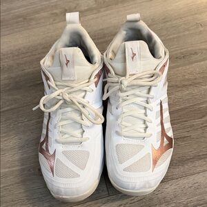 White and Pink Athletic Shoes